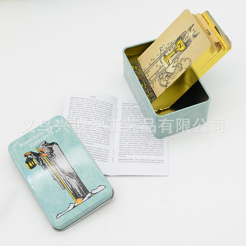 Iron Box Tarot Card Set Card Board Game English Bronzing Playing Card Oracle Cavett Paper Manual Waite