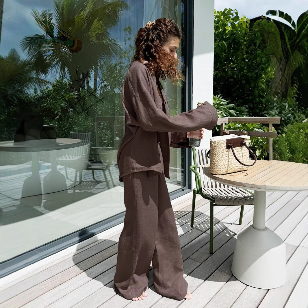 2026 Pants European And American Spring Summer Loose Long Sleeve Shirt Casual Set For Women_ecoleips.com