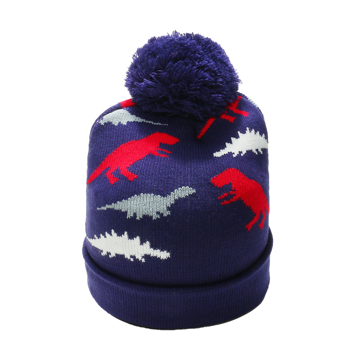 105g Weight Hat Classification Polyacrylonitrile Fiber Fabric Type Wool Cap Hats Type 1 Piece Quantity Outdoor, Daily Occasion Dinosaur Pattern Autumn&Winter Season Children Unisex Gender Pom Poms, Jacquard Design Cartoon Style, Cute Style Children Unisex Cartoon Style Cute Dinosaur Pom Poms Jacquard Wool Cap 13