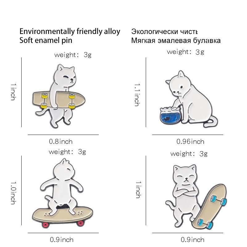 Cartoon-stil Katze Legierung Einbrennlack Broschen display picture 1