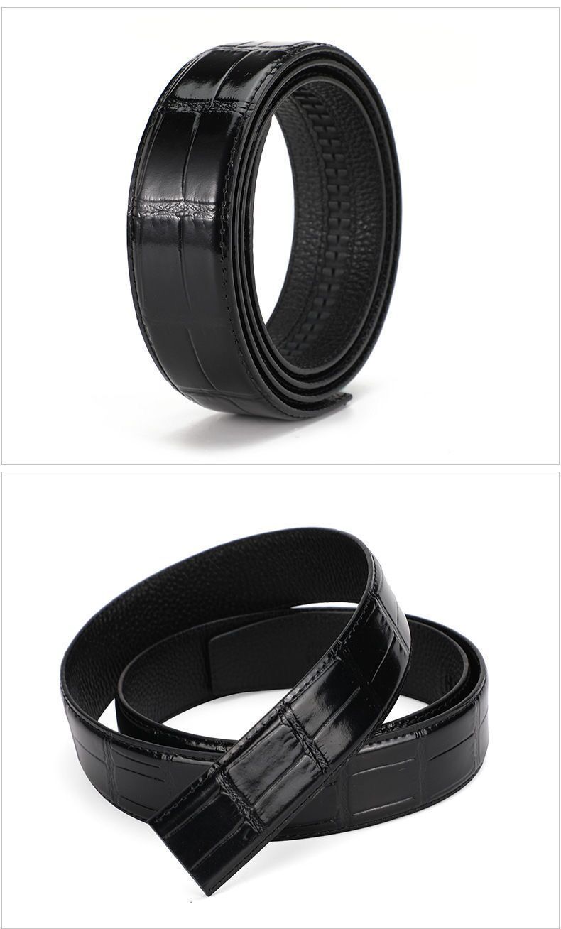 Headless Crocodile Pattern Men's Belt Genuine Leather Without A Head, Automatic Buckle Belt, High-end Cow Belt, Trendy Business Belt_voghion.com
