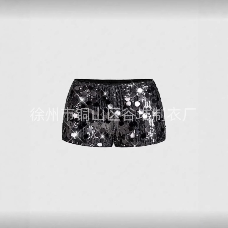 Customized 2025 European and American Amazon Shein Punk Women's Sexy Ultra-Low-Waist Shiny Sequin Mini Shorts Customized 2025 European and American Amazon Shein Punk Women's Sexy Ultra-Low-Waist Shiny Sequin Mini Shorts