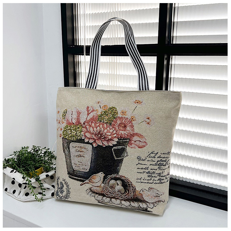 Women's Vintage Style Flower Canvas Shopping Bags display picture 1