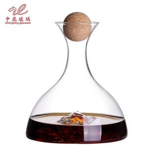 Creative New Red Wine Decanter Spherical Cork Cap Mountain-Shaped Bottle Bottom Glass Pourer Foreign Wine Container