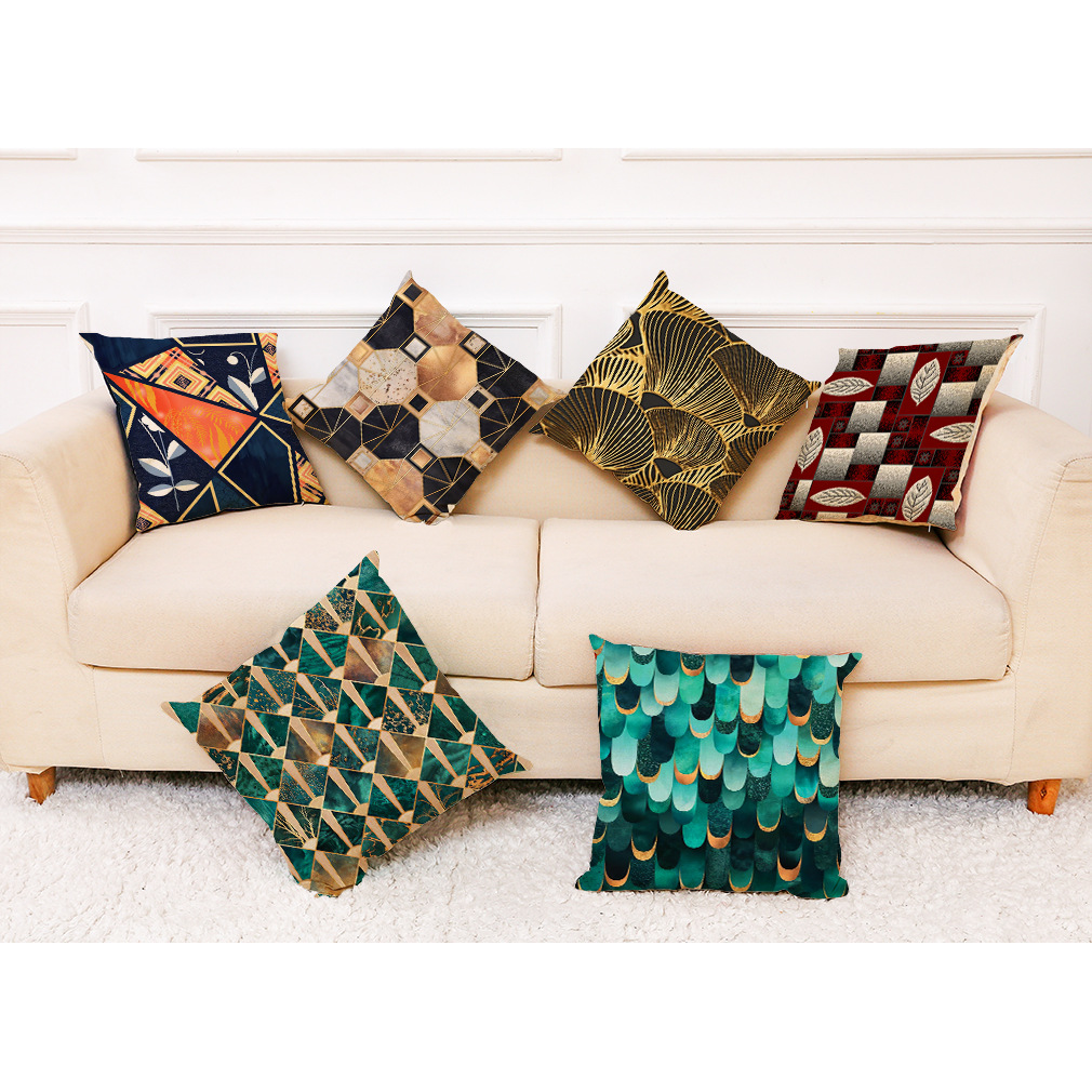 亚马逊 eBay 跨境艺术几何图案棉麻抱枕套 汽车靠垫 午睡抱枕靠垫