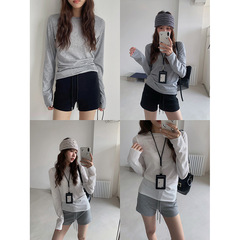 【女子グループ退勤用Tシャツ3色】歌明韓国風通勤ロールアップTシャツ秋新作長袖トップスJ817B