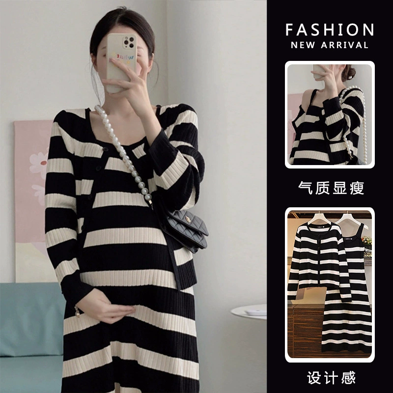 Autumn knitted sweater for pregnant, jacket, set, dress, strap bra