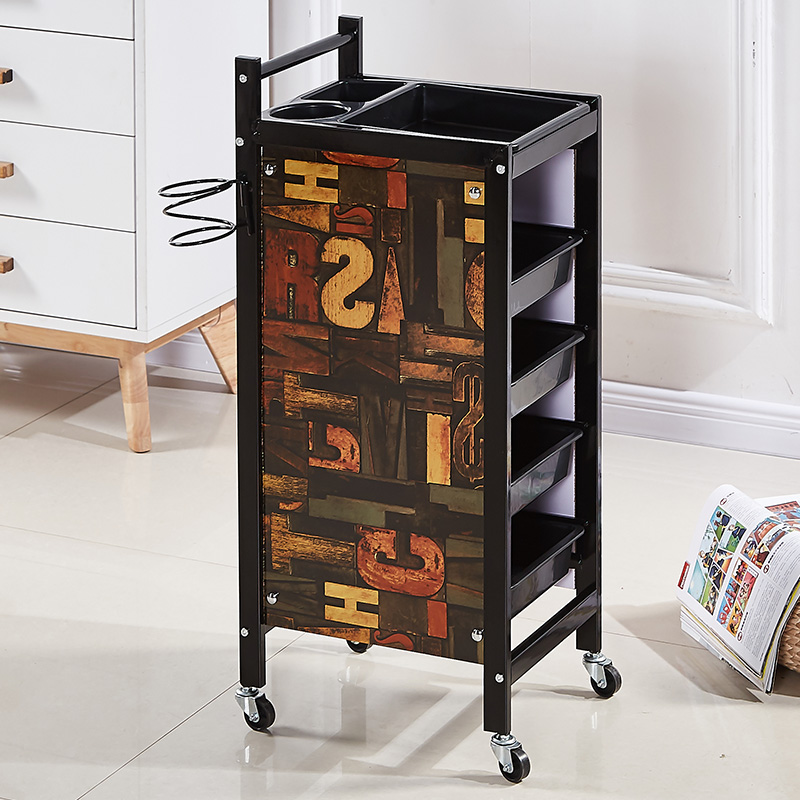 レトロ理髪カートヘアサロントロリーバーバー理髪店パーマ染料ツールカート美容トロリー