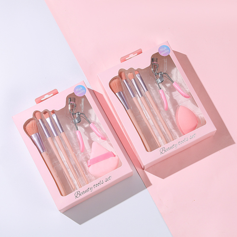 6 paquetes de cepillo de maquillaje mezcla de conjuntos de cepillo de blush cepillo de sombra de ojos cepillo de pestañas clip de maquillaje huevo maquillaje polvo de huevo