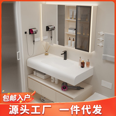 Yida arc-shaped hotel Fengqi beautiful stone integrated basin bathroom cabinet bathroom hand wash basin bathroom cabinet combination