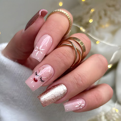 Wear nail art for Christmas reindeer snowflake shimmering glitter nail stickers. Press-on nails nail stickers.