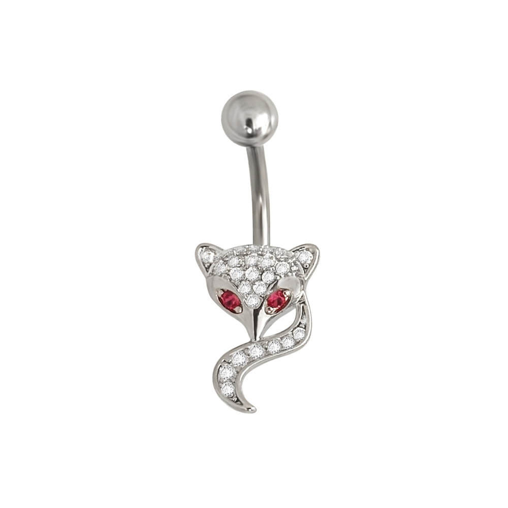 Piercing ombelico volpe con zirconi gioiello per corpo_voghion.com