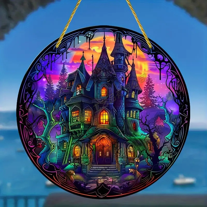 Transfronterizo serie de Halloween acrílico captador de sol artesanía decoración creativa colgante acrílico disco