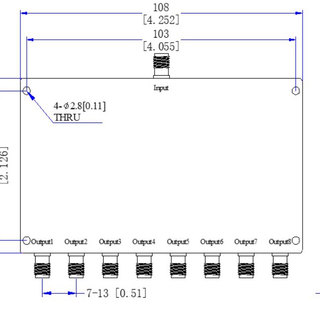 专业级SMA2-8G/2-6G2000-8000M射频微带一分八功分WIFI功率分配器