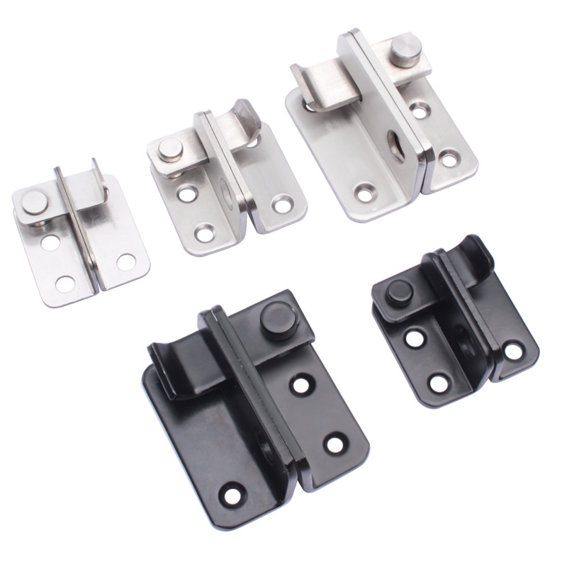Acero inoxidable negro izquierda y derecha hebilla de la puerta perno de la puerta engrosada antirrobo Puerta de Hierro cerradura de la puerta hebilla de la ventana accesorios del perno image 7