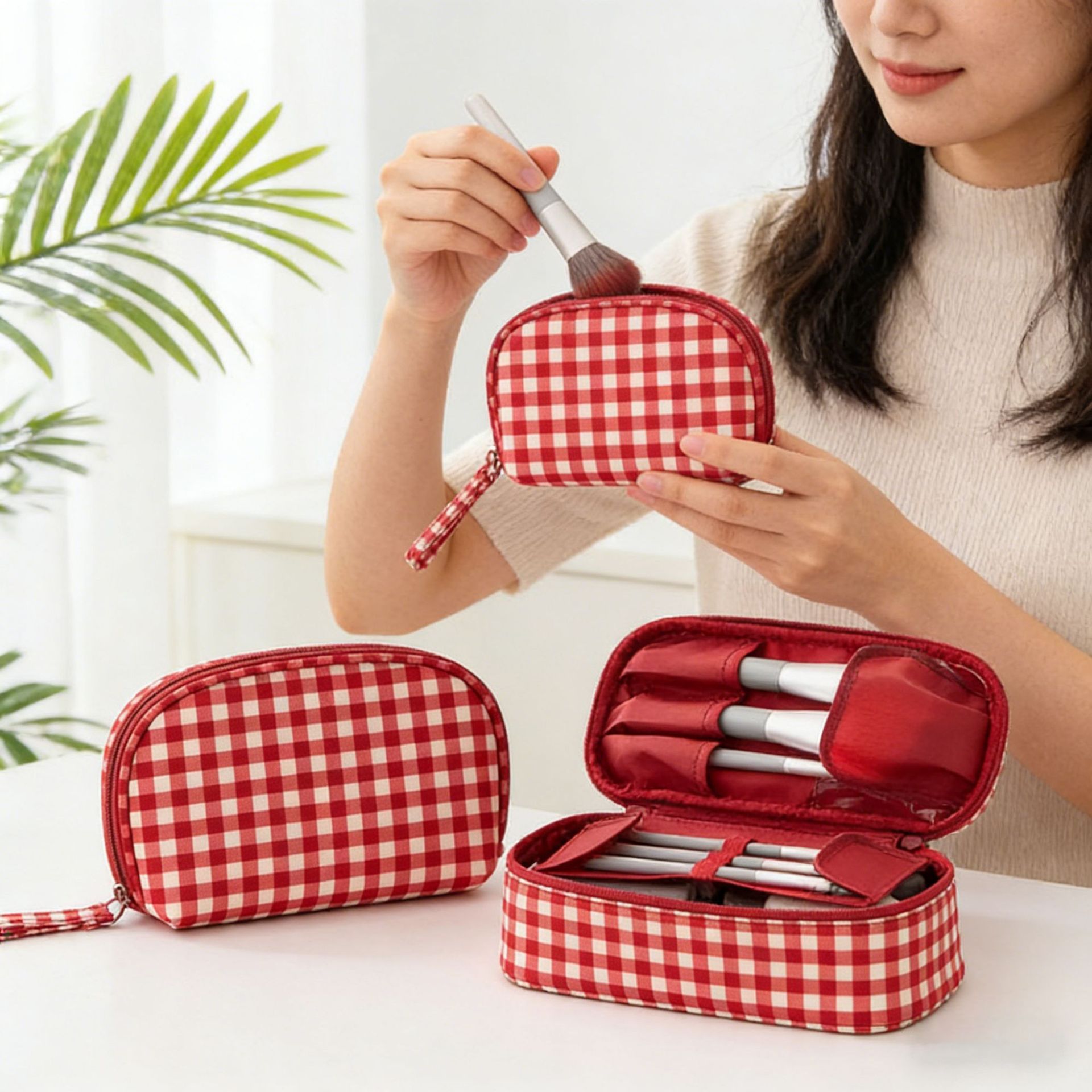 Waterproof capacious cosmetic bag