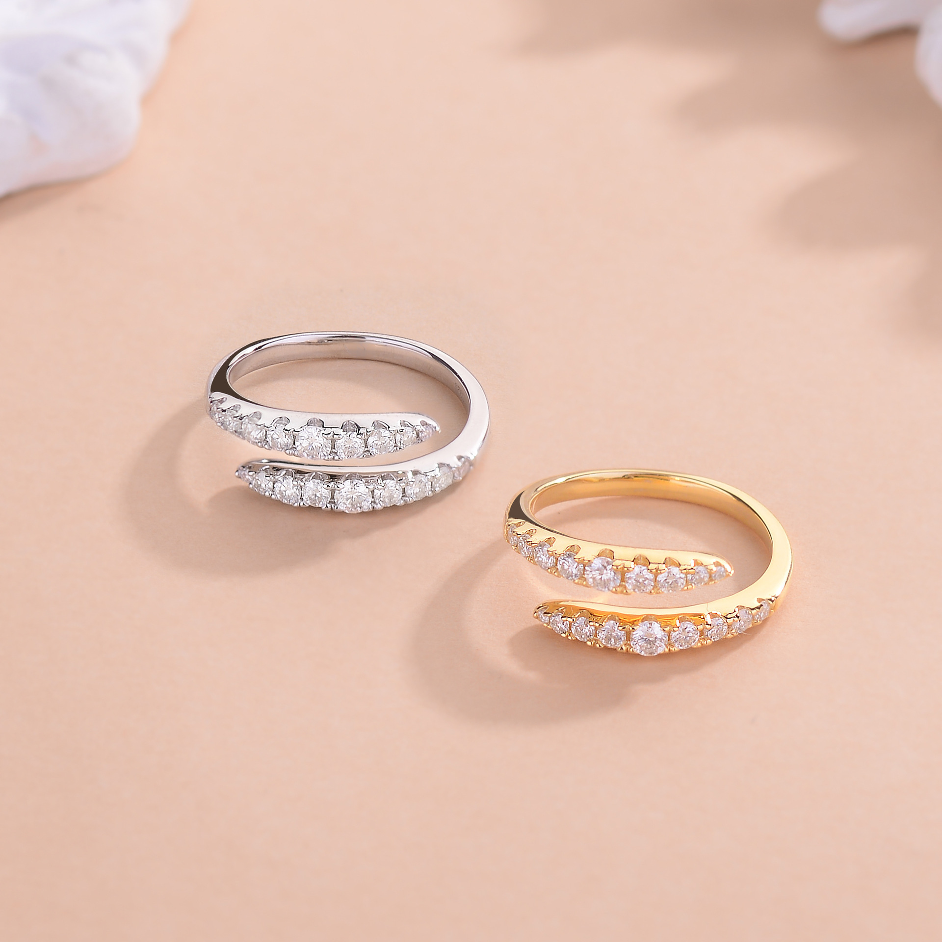 跨境热卖通体S925纯银戒指女镶钻锆石双层排钻亚马逊外贸银指环
