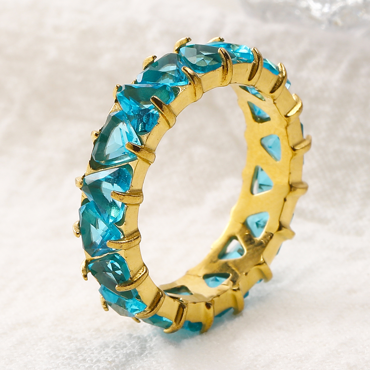 1 Piece Quantity Casual, Daily Occasion 304 Stainless Steel Material Real Gold Plated Geometric Color Block 304 Stainless Steel Vintage Style Waterproof Non Tarnish Rings