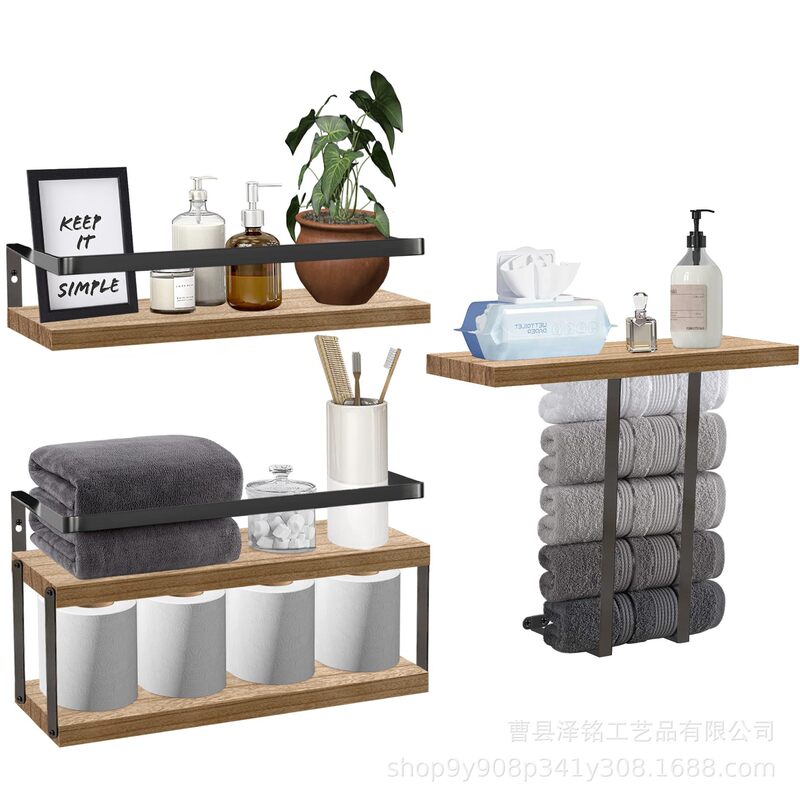 Wooden wall-mounted bathroom towel rack simple wall rack bathroom rack bathroom roll towel rack Wall decorative rack