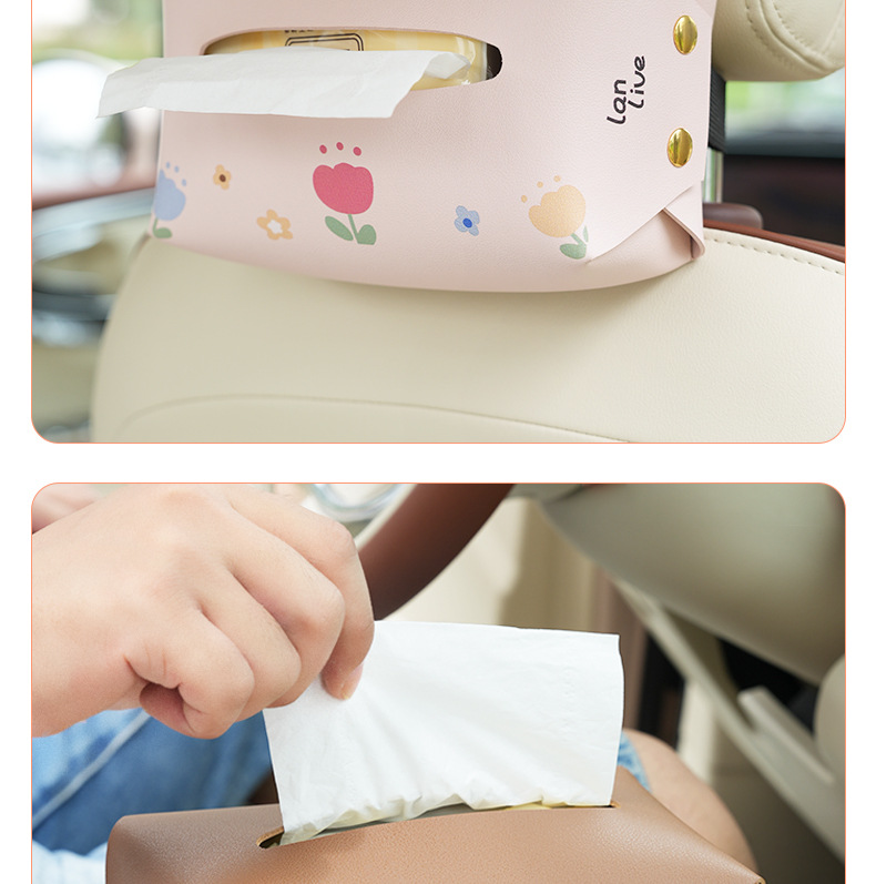 Creative Cute Car Tissue Box Leather Seat Hanging Multifunctional Paper Box Cartoon Car Interior Supplies