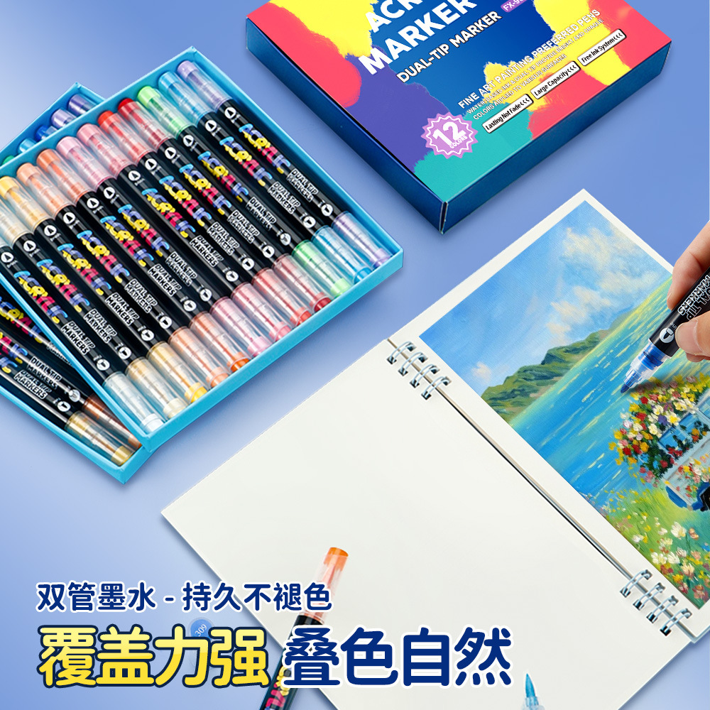 Doble cabeza de acrílico blando rígido tipo líquido directo marcador de color 168 estudiantes dibujo DIY graffiti blando marcador de cabeza mayorista