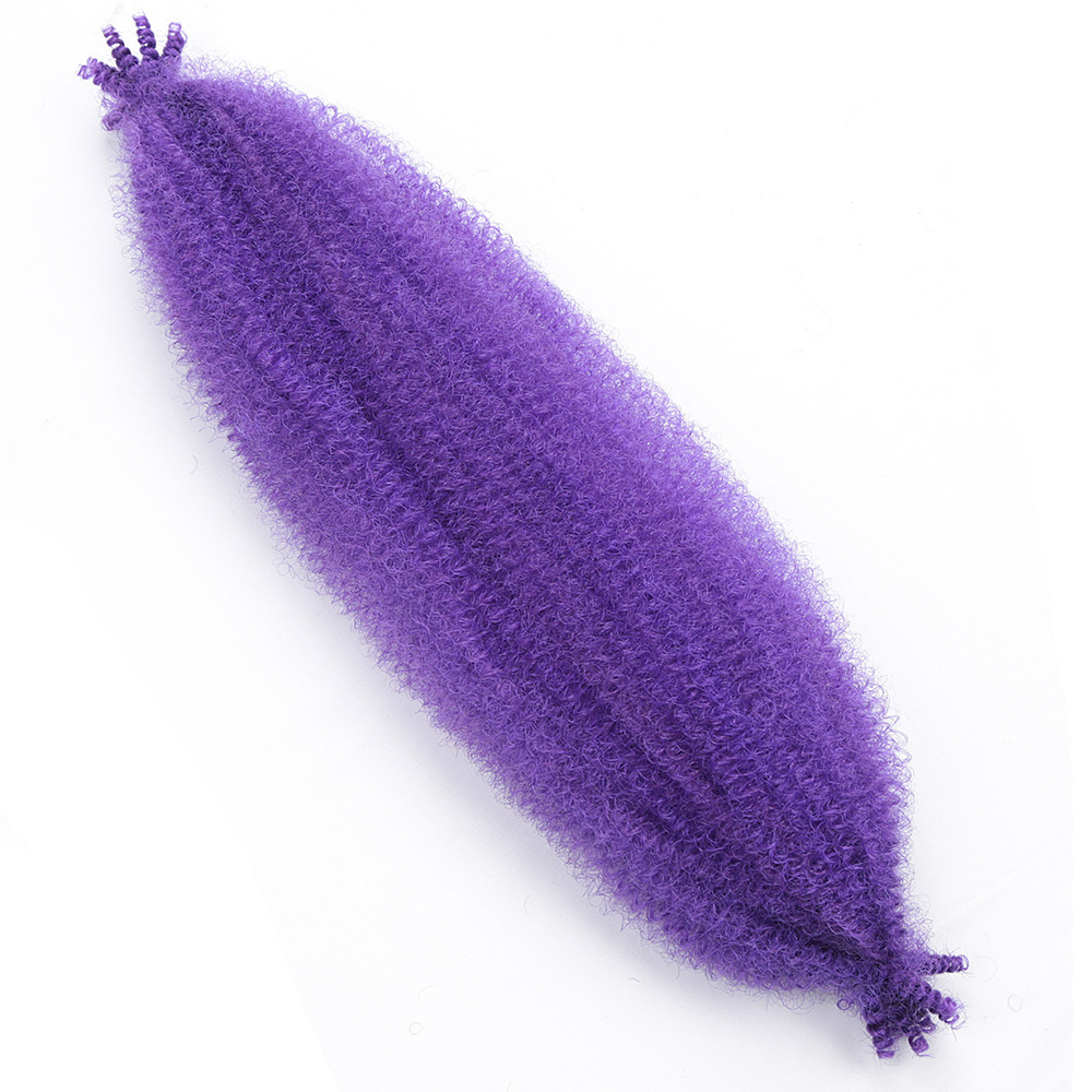 Peluca de pelo largo y rizado de fibra química de oruga de 24 pulgadas Kinky Afro Twist Braid trenza de explosión esponjosa