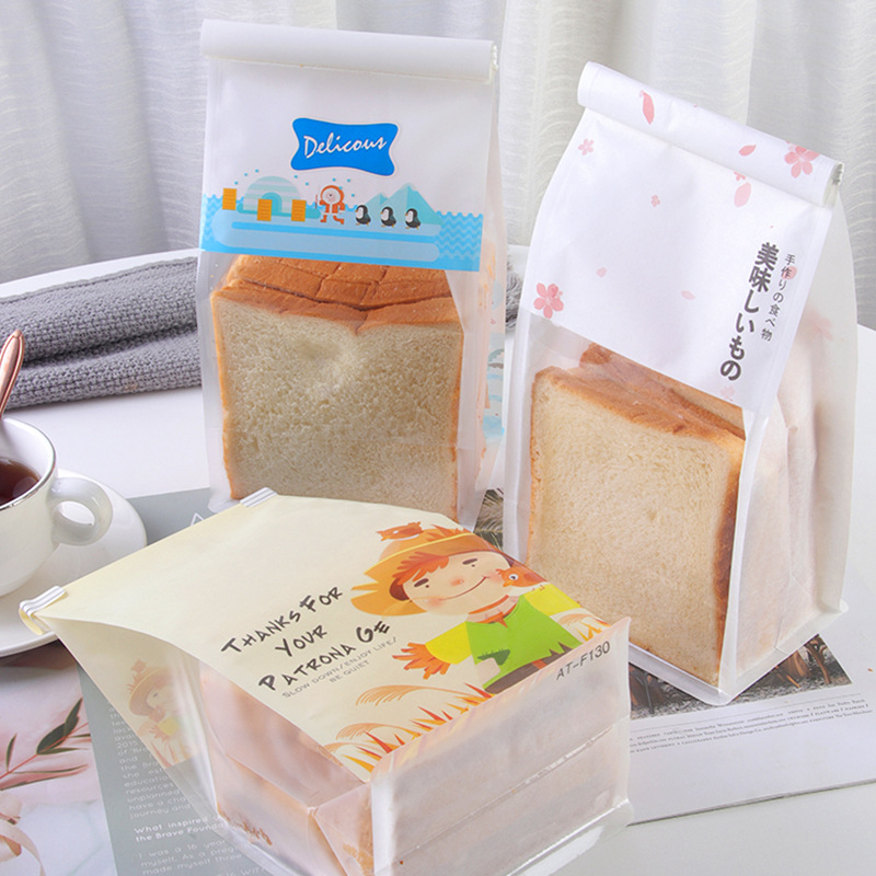 透明自立烘焙袋绵纸八边封袋铁丝卷边食品包装袋吐司面包包装袋