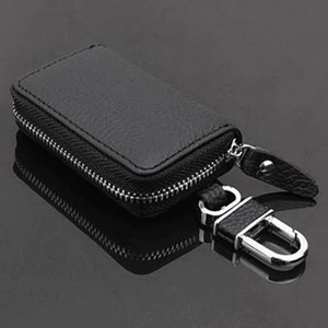 Cross-Border Leather Car Key Case, Hot-Selling Fashionable Leather Car Key Case, Waist-Hanging Genuine Leather Lychee Pattern Key Case