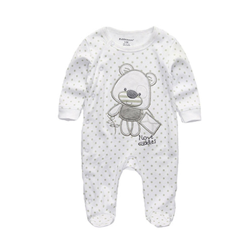 Kiddiezoom newborn pure cotton buttoned romper, baby jumpsuit, single piece closed hoodie, foreign trade children's clothing