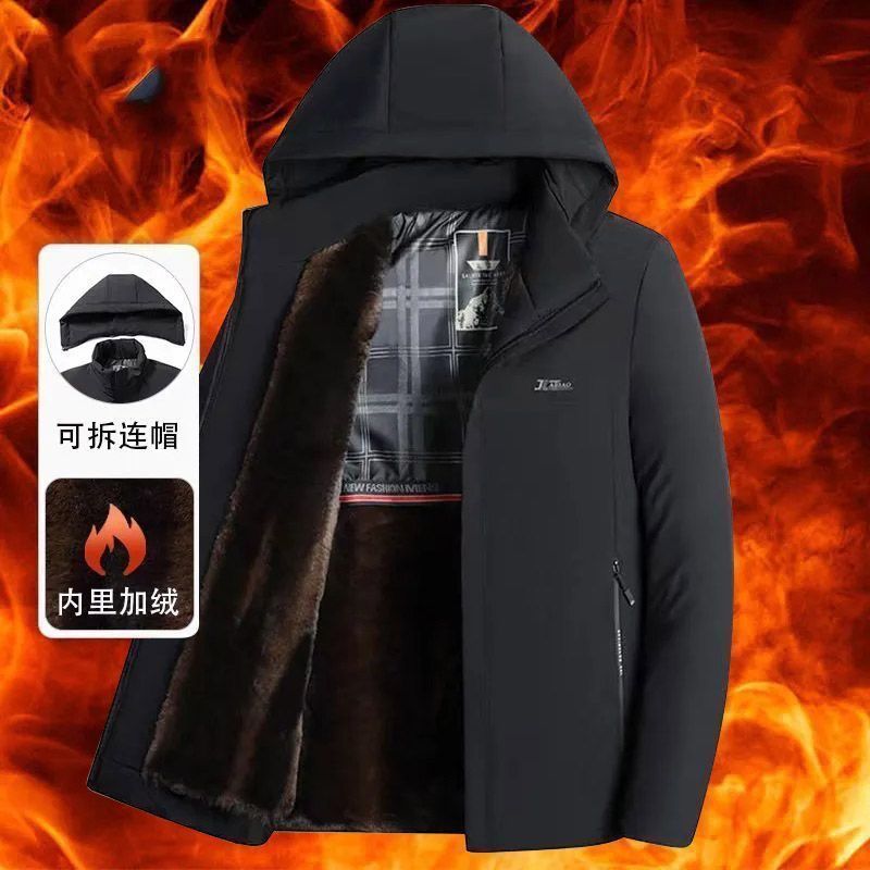 捡漏高档金貂绒派克服中老年男宽松保暖棉服加绒加厚冬装外套