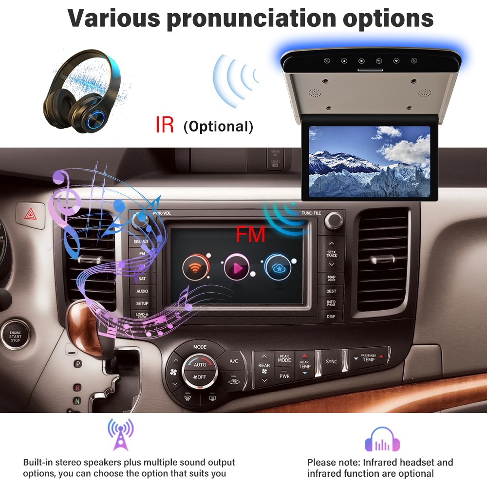 Cross-Border 15.6inch Inch Ceiling-Mounted Tv Ips Mp5 Player with USB and HDMI Input Car Display Monitor Hd