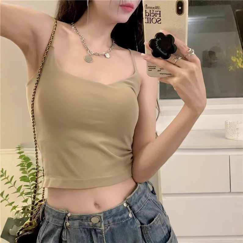 metwo cold nude vest pure desire ceiling texture sling Summer Ice Silk solid color hot girl top for women