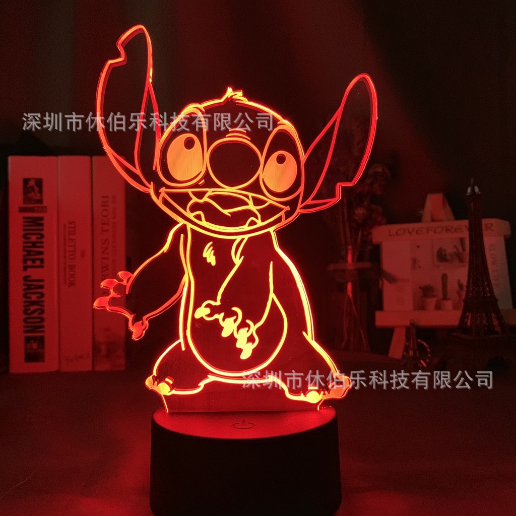 Stitch 3D noche luz colorida táctil control remoto nuevo creativo USB dormitorio escritorio atmósfera lámpara de mesa LED regalo