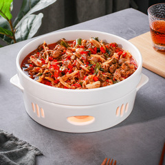 5ZV7 large plate chicken plate for restaurants, hotels, dry pot, open hearth, heat-preserving dish plate, candle heating tableware stove