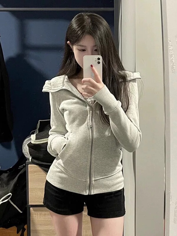 lulu修身卫衣外套女开春季穿搭正肩初春韩系连帽运动收腰短款上衣|undefined