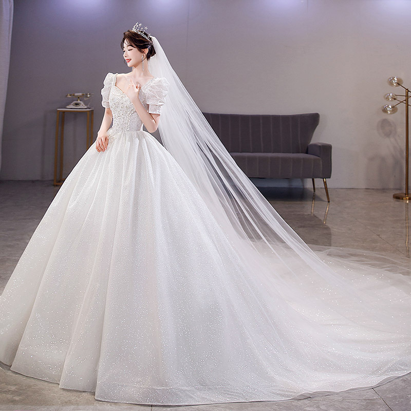 Vestido de boda principal ligero de estilo francés 2024 nuevo vestido de novia de verano pequeño más el tamaño que se arrastra vestido de boda principal para las mujeres