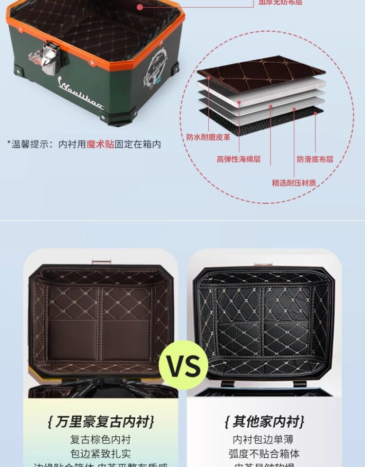Wanlihao electric vehicle rear trunk, universal non-aluminum alloy large-capacity storage box for Niu NXt motorcycles