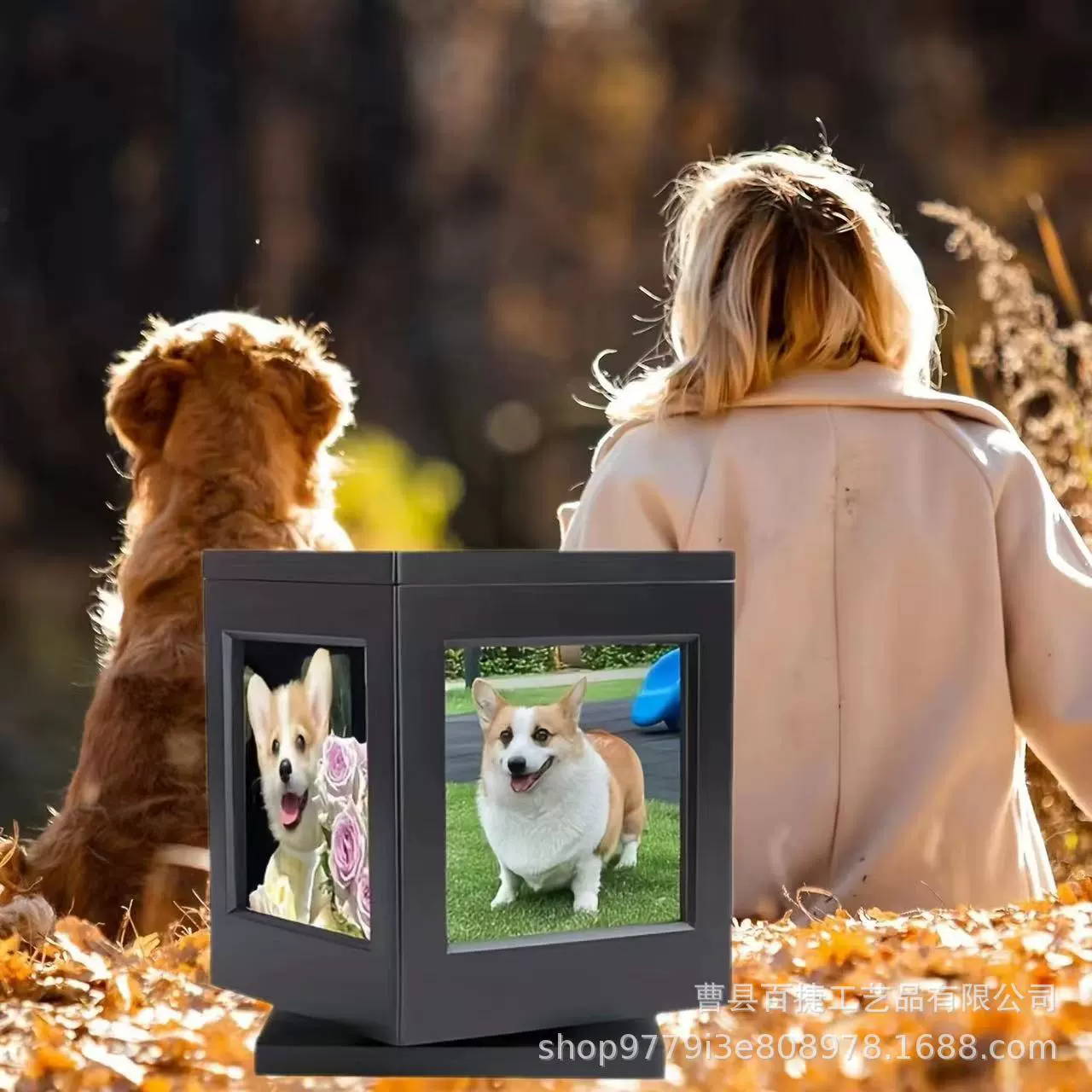 Трансграничные деревянные вращающиеся фоторамки для домашних животных Мемориальная коробка для домашних животных