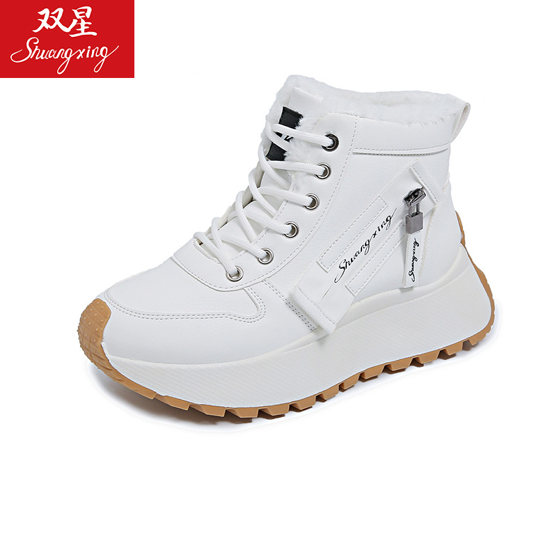28080 Thick-Soled Cotton Women's Sneakers Winter Fleece-Lined Warm Non-Slip Casual Dad High-Top Shoes_voghion.com
