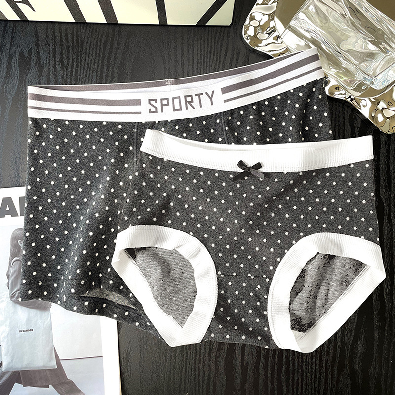 Houndstooth Couple's Pure Cotton Underwear for One Man and One Woman Mid-Waist Men's Underwear for Couples suit Comfortable and Breathable