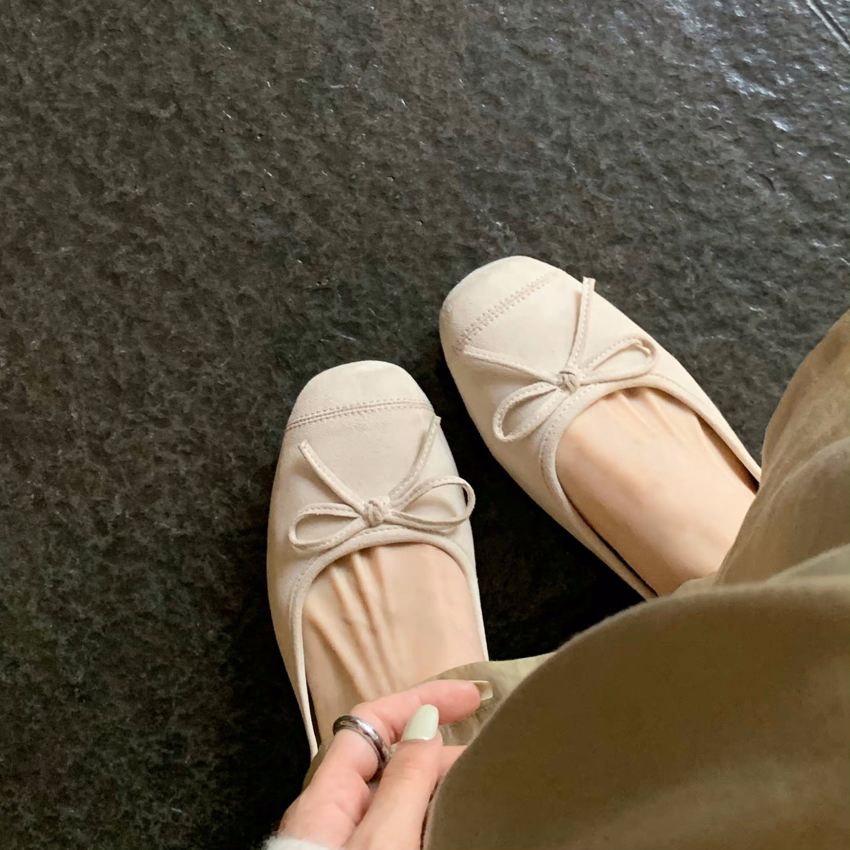 Versión de cuero de vaca ~ Boom francés zapatos de ballet de cuero suave zapatos de tacón único de mujer zapatos de ballet Mary Jane