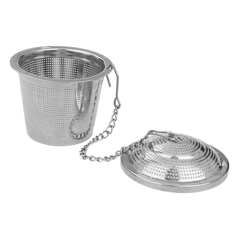 E-Commerce acero inoxidable 304 colador de té con tapa Cadena de té en forma de cubo de té colador de cocina sabor tesoro Bola de té fabricante de té en stock