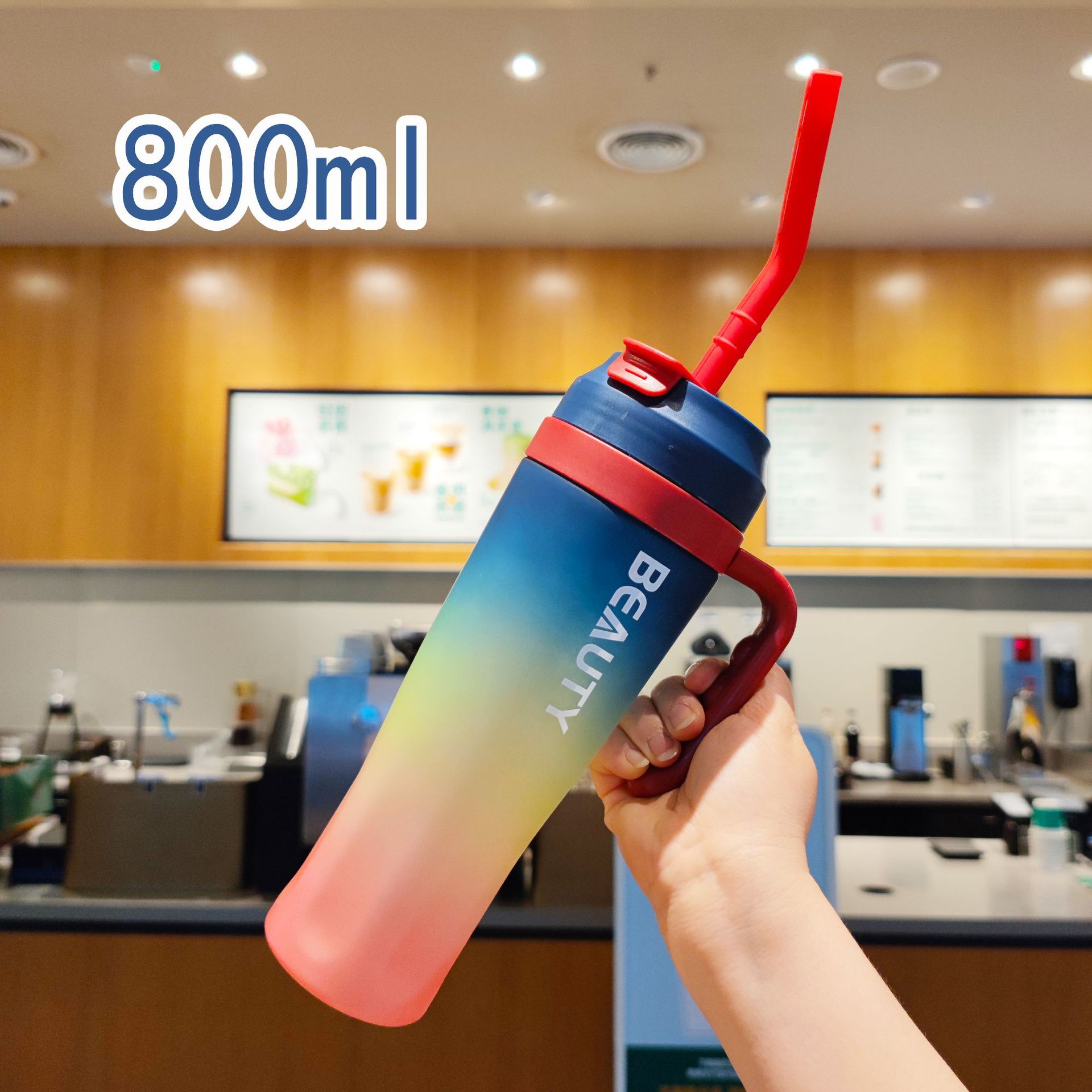 Comercio electrónico transfronterizo tazas de automóviles de gran capacidad de color gradiente mangas portátiles de paja tazas de agua de plástico tazas de hielo de gran capacidad