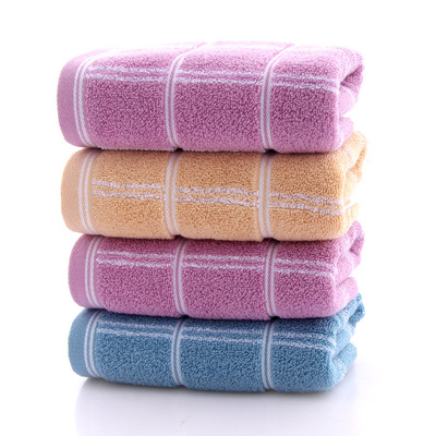 全棉32股格子毛巾100克成人洗脸加厚面巾公司礼品超市货源批发|ru