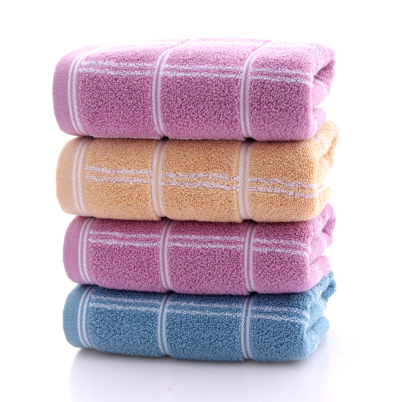 全棉32股格子毛巾100克成人洗脸加厚面巾公司礼品超市货源批发|ru