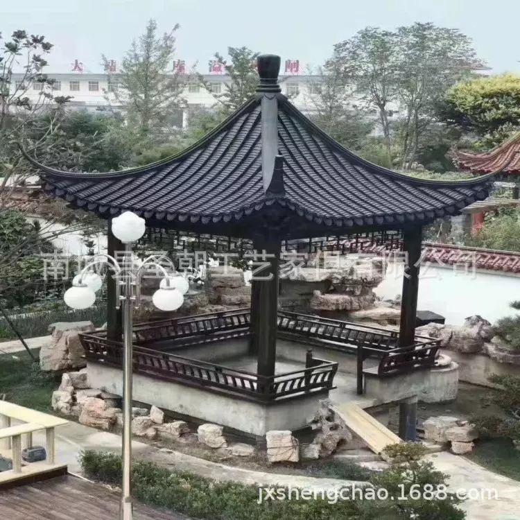古建凉亭实木碳化防腐木屋亭子景观园林花园别墅四角庭院装饰户外