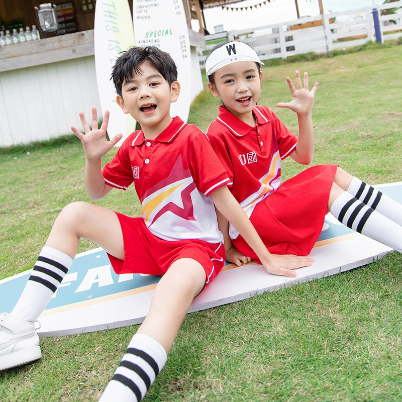 Детская школьная форма, летний спортивный костюм с короткими рукавами, одежда для детского сада и сада, чистый хлопок, одежда для учащихся начальной и средней школы, школьный стиль