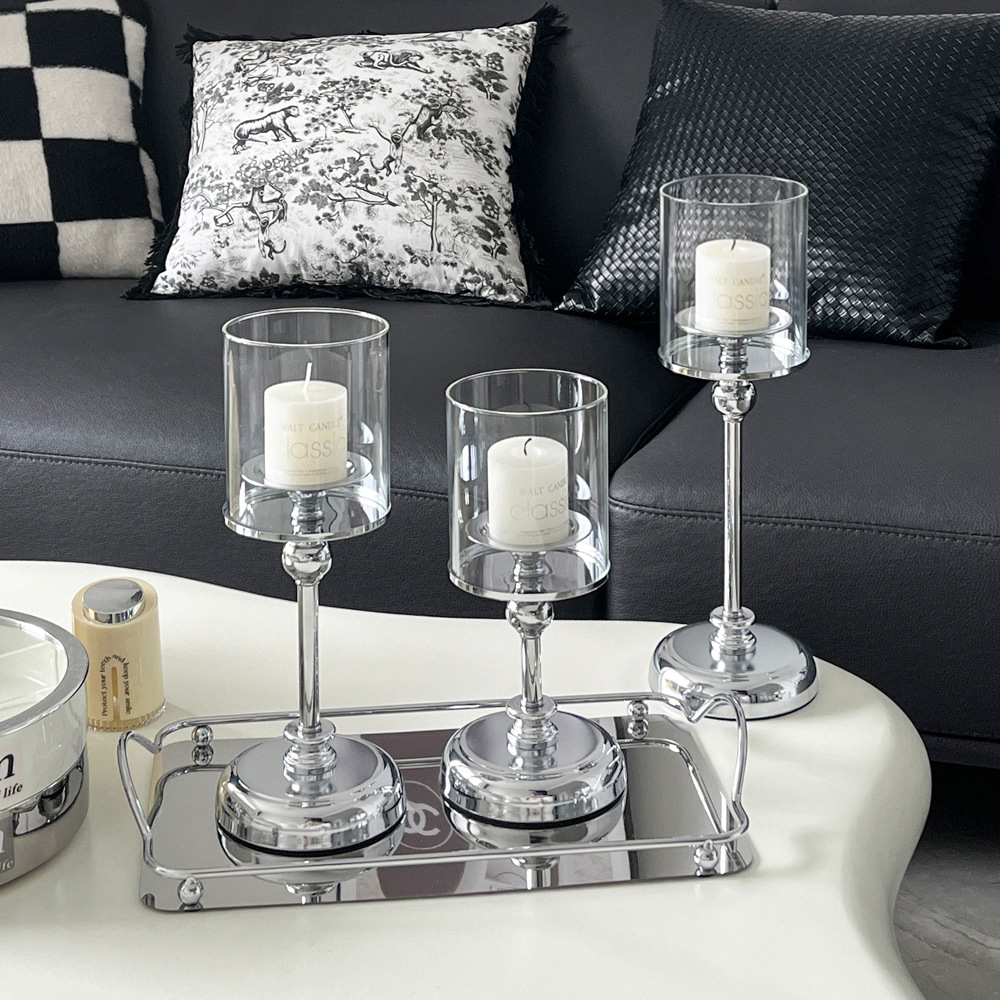 Comercio exterior nórdico lujoso candelabros retro atmósfera romántica mesa de comedor cena a la luz de velas decoración moderna simple decoración