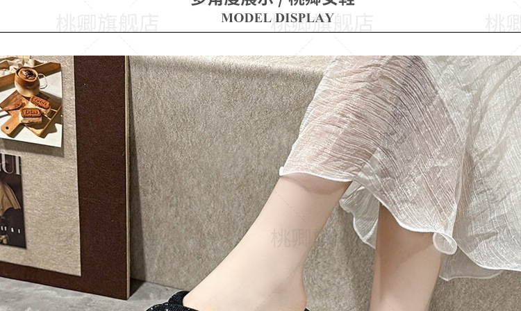 Dép sandal nữ đế xuồng quai chữ V đính đá bạc — Màu đen chi tiết 14