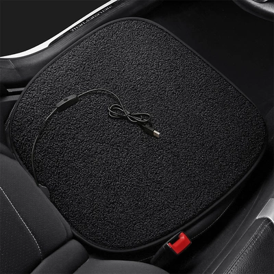 Car Heated Seat Cushion Single Multi-function pad - teddy-velvet-usb-square-pad-mysterious-black-leaflet